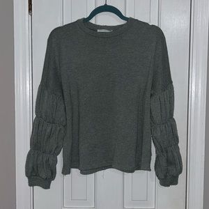 Ces Femme sage green top with bubble sleeves